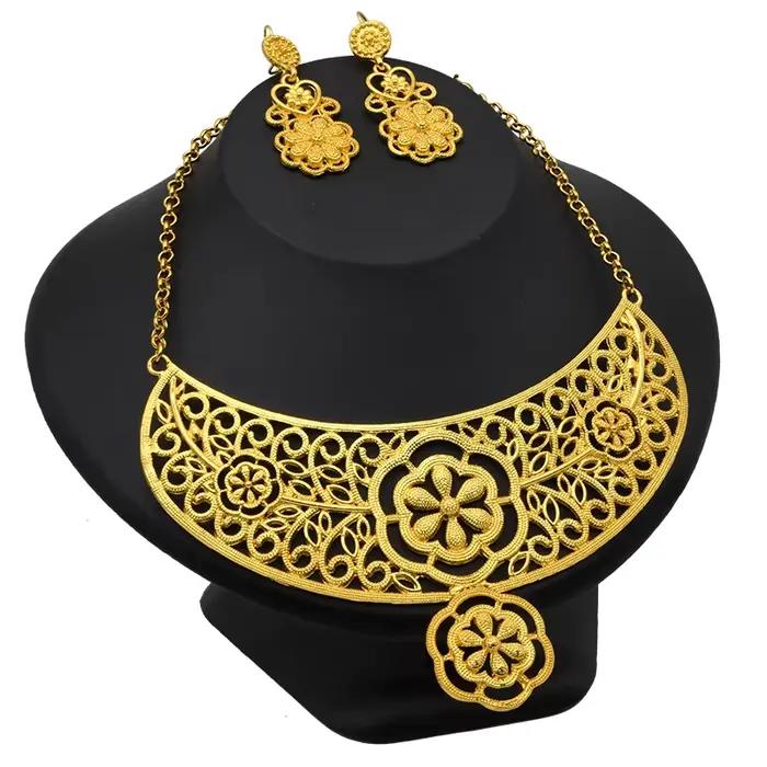 Nouvel ensemble de colliers indiens couleur or 24 carats, bijoux de luxe nigériens, éthiopiens, de D