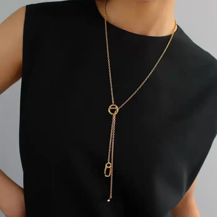 Collier long en grains de café pour femmes