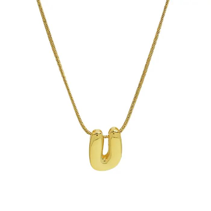 Ballon plaqué or 26 lettres de l'alphabet pendentif collier bulle de cuivre
