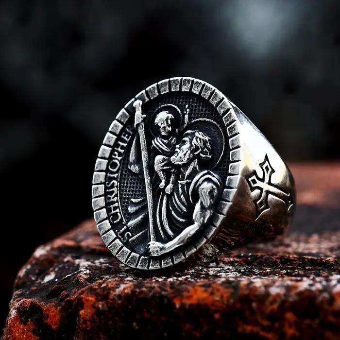 Bague Vintage en Acier Inoxydable 316L pour Hommes Style Punk Motard Mode Bijoux de la Renaissance Occasions Spéciales
