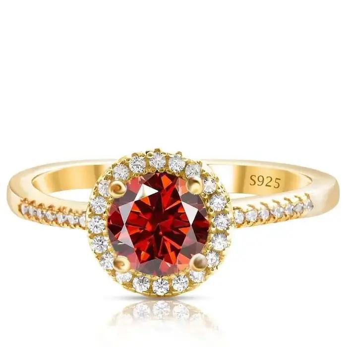 Bague Moissanite en argent massif 925 pour femme, plaqué or 18 carats, bijoux de mariage féminins de luxe, cadeau certificat, 1 carat