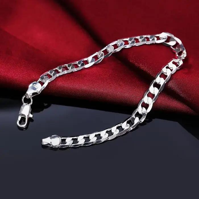 Bracelet classique en argent Sterling 925, chaîne latérale de 4MM, pour hommes et femmes, cadeaux de