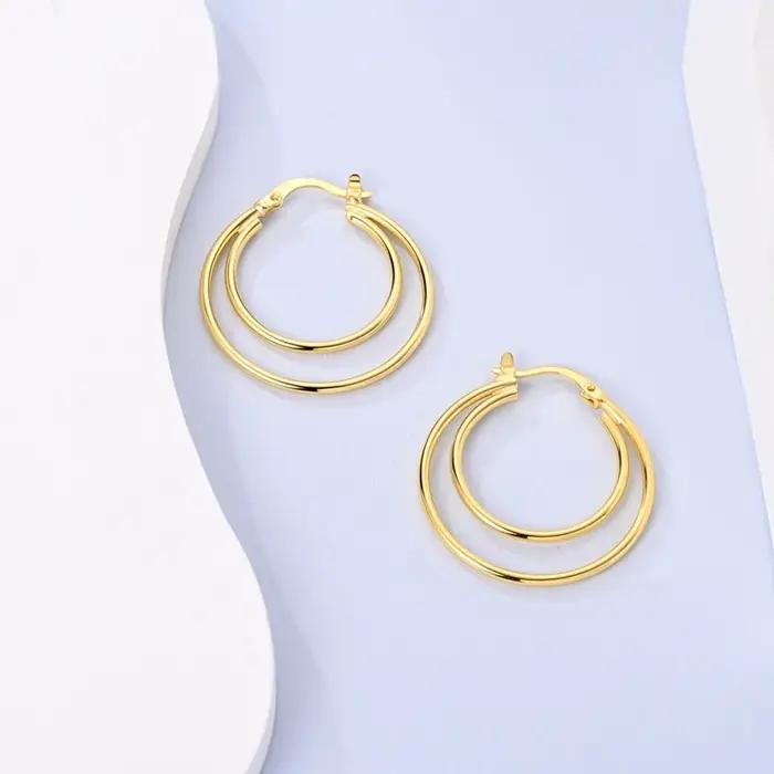 Boucles d'oreilles en argent sterling 925 dorées pour femmes