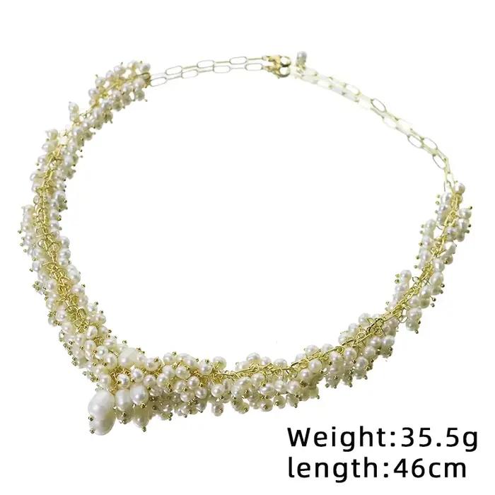 Collier de perles d'eau douce naturelles plaqué or 18 carats bijou pour femmes élégant et sophistiqué pour les soirées et occasions spéciales