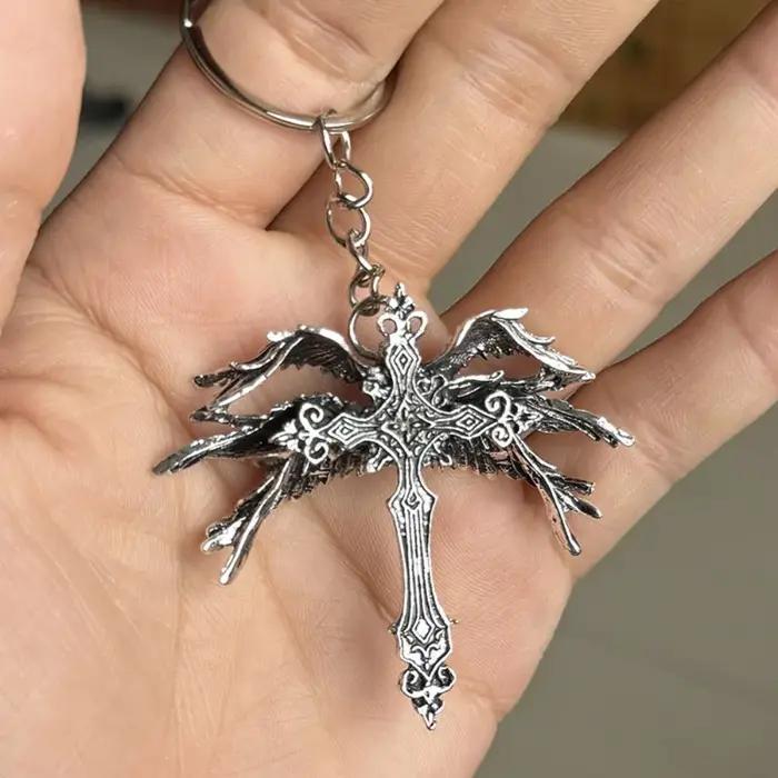Rétro gothique jésus ailes croix pendentif collier bijoux pour hommes femmes grand Vintage foncé Punk religieux amulette colliers cadeaux