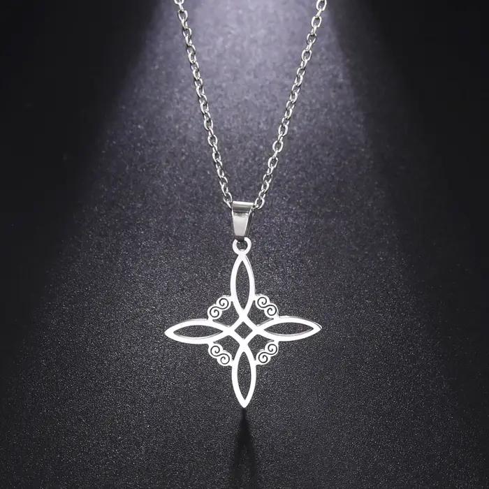 Skyrim Wicca sorcellerie noeud de sorcière collier en acier inoxydable colliers ras du cou Vintage amulette surnaturelle bijoux cadeau pour les femmes