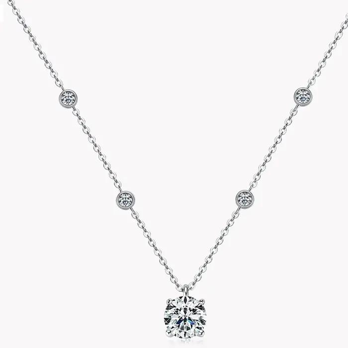 Collier Moissanite Serenity 2ct pour Femme Pendentif en Argent Sterling S925 Diamant de Laboratoire Scintillant Bijou de Luxe Occasions Spéciales