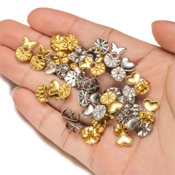 10 paires de boucles d'oreilles en acier inoxydable doré