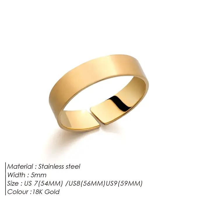 Bague ELANDIS en acier inoxydable plaqué or 18 carats largeur 4mm 5mm pour hommes occasions spéciales anniversaire fête bureau école cadeau couple