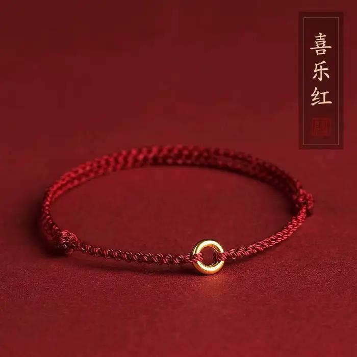 Bracelet en corde rouge et or pour femme élégant chic minimaliste bijou de mode occassionnelle festive