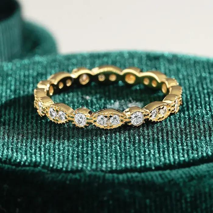 Lumira élégant véritable 18K bague en or ensemble avec Moissanite luxe pour les femmes mode fête de mariage charme bijoux bande