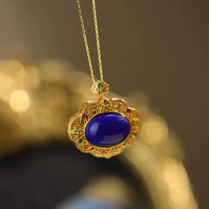 Collier en Argent Plaqué Géométrique Élégant pour Femme Occasions Spéciales Bleu Foncé Zirconium Blanc