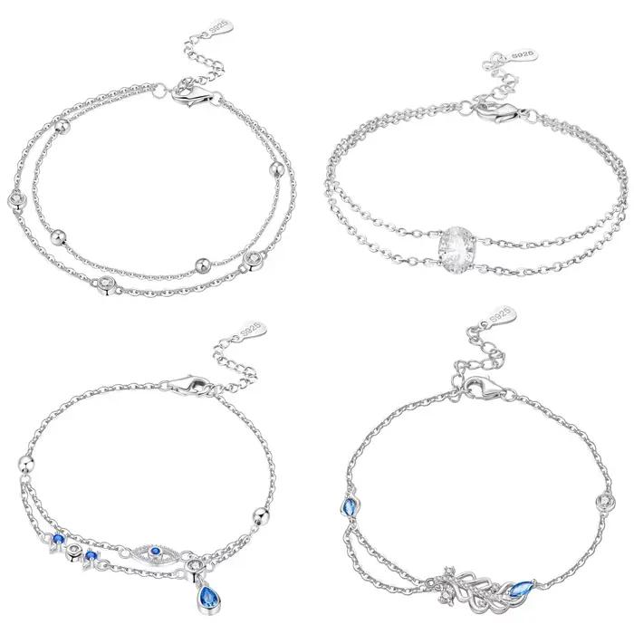 Bracelet en argent sterling S925 Orstarry, multi-styles, polyvalent, chaîne exquise, bracelet à breloques réglable, bijoux cadeau