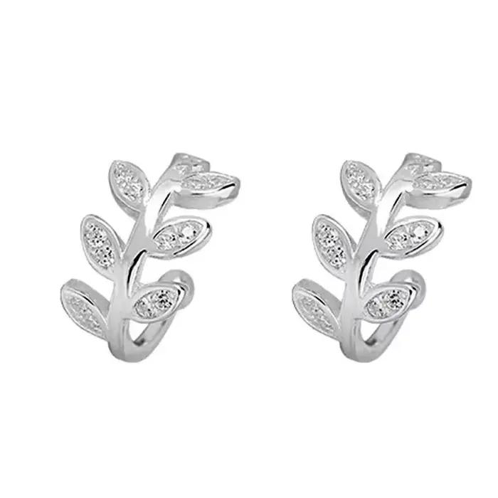 Manchette d'oreille en argent regardé 925 pour femme, clip sur feuille, boucles d'oreilles en or, sa