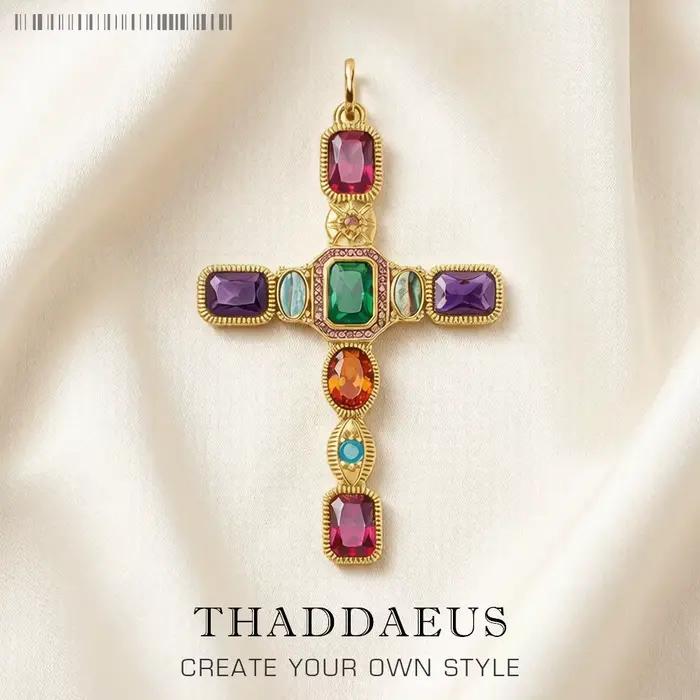 Pendentif croix colorée dorée, tout nouveau bijou à la mode européen en argent Sterling 925, cadeau