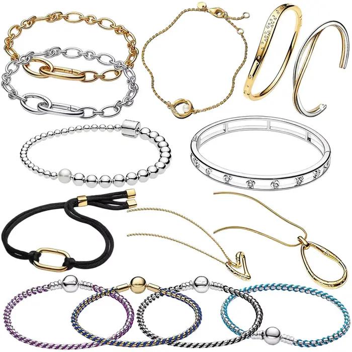 Nouveau bracelet cubain en argent S925 avec boucle en forme de cœur et corde tressée bicolore, idéal pour les accessoires de fête quotidiens et de bricolage