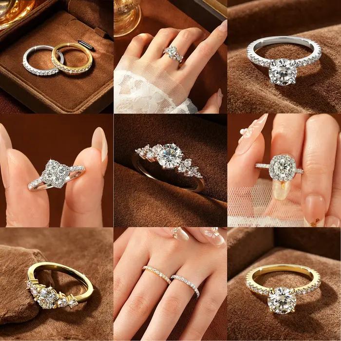 Celestinov Clover – bagues élégantes en Moissanite brillante de couleur
