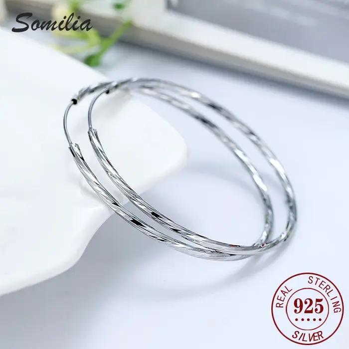 Boucles d'oreilles créoles en argent sterling classiques pour femmes et hommes occasions spéciales mariage fête cadeau