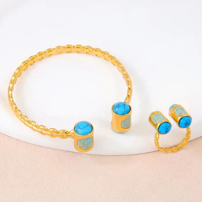 Ensemble de bagues et bracelets plaqués or arabe