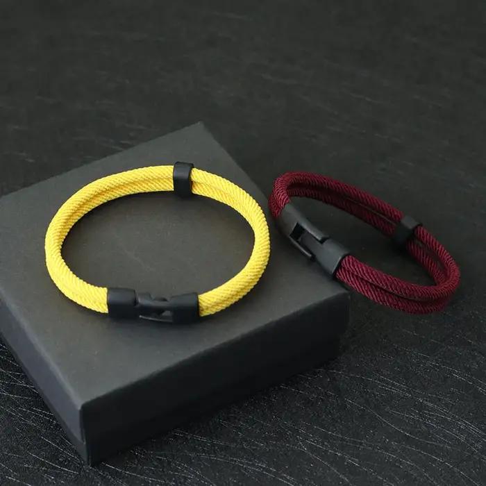 Bracelet en fil double couche pour homme ethnique avec motifs ronds et réglage détachable pour diverses occasions et styles