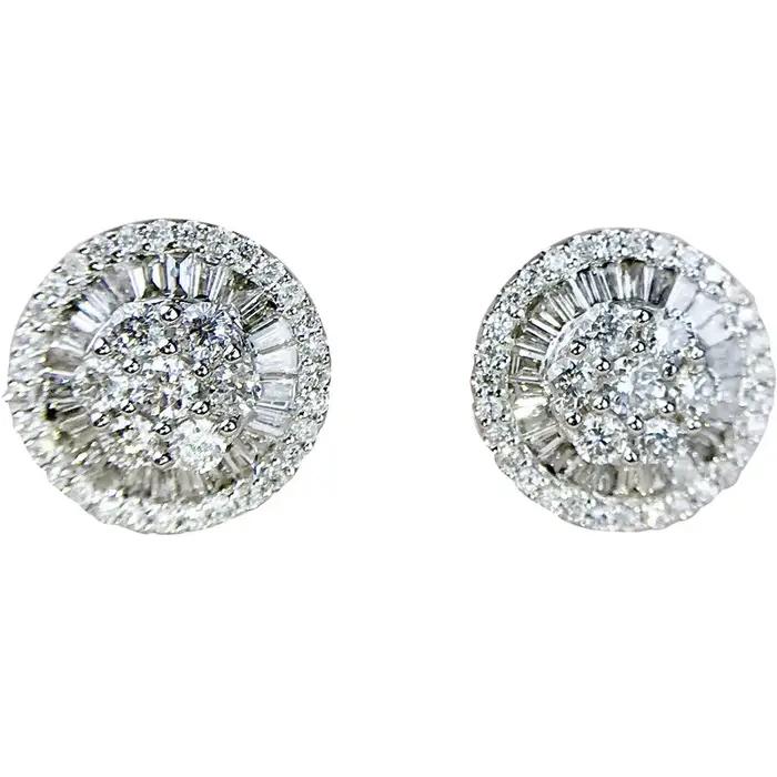 Boucles d'oreilles en or 14 carats avec diamant de laboratoire pour femme