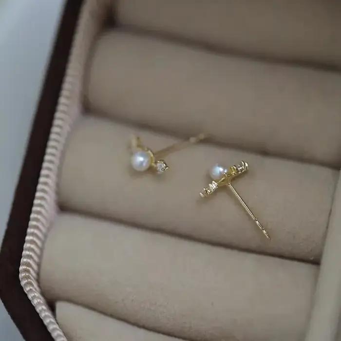 Boucles d'Oreilles en Argent Sterling 925 Plaqué Or 14K pour Femme