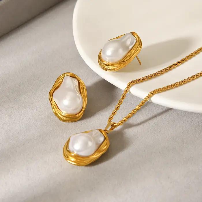 Collier en acier inoxydable avec pendentif en résine brillante imitation perles pour femmes style minimaliste y2k cadeau occasionnels