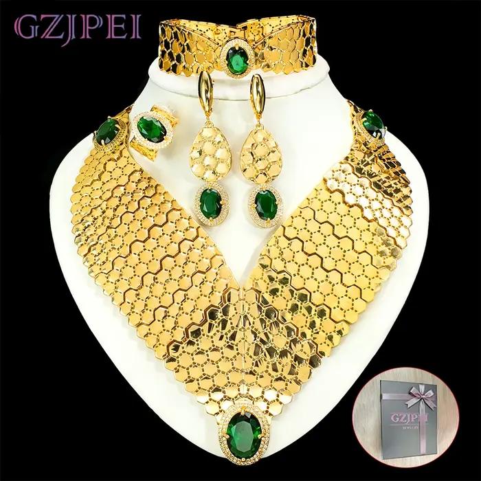 GZJPEI 2026 Nouvel ensemble de bijoux en zircon vert