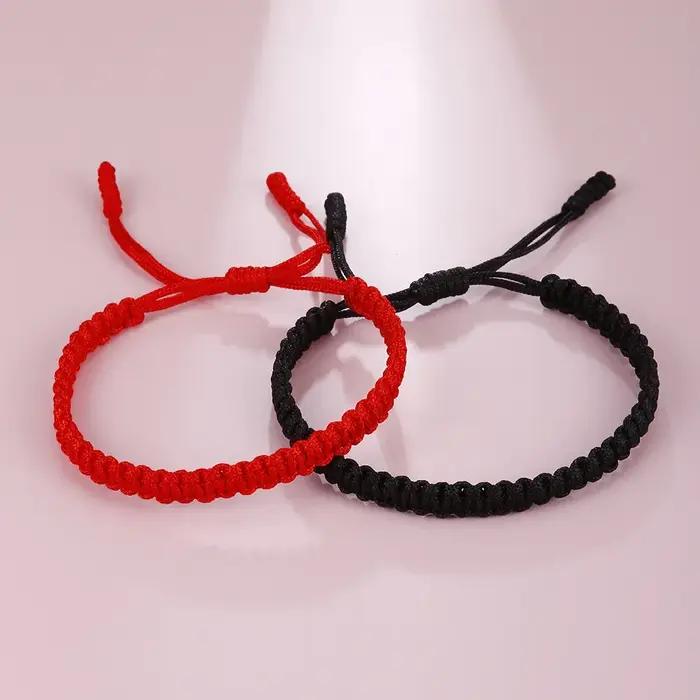 Bracelet Tressé Main Pour Femmes Corde Rouge Noire Nœuds Réglables Bijoux D'amitié Occasions Spéciales
