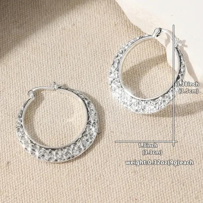 Boucles d'oreilles créoles bicolores style bohème à motif martelé pour femme