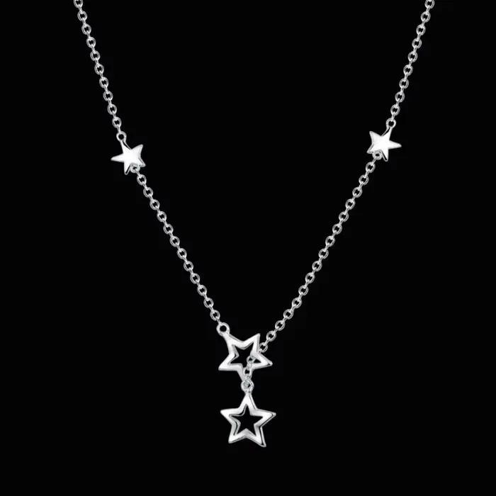 Collier en argent sterling 925 avec étoiles géométriques pour femmes bijoux de mariage classiques occasions spéciales