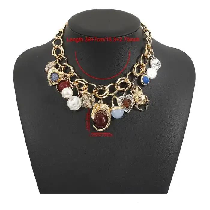 Ensemble de bijoux bohèmes rétro en résine avec pierres précieuses et perles pour femmes pour occasions spéciales