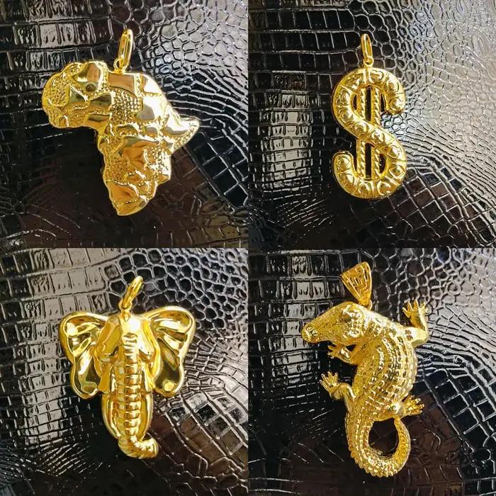 Pendentifs plaqués or pour collier femmes hommes mode couleur or 18 carats conception de carte africaine pendentif fabrication de bijoux pour fête quotidienne