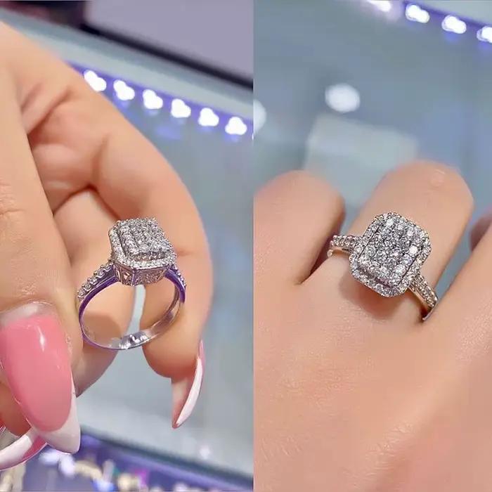 Huitan – bague de mariage scintillante pour femmes, anneau d'amoureux de fiançailles, Simple et élég
