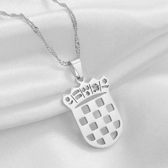 Colliers avec pendentif drapeau de Croatie Anniyo pour femmes, bijoux croates # 262021