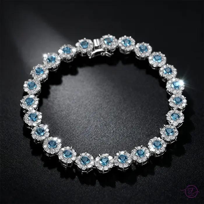 Bracelet de Tennis Brillant Plaqué Argent S925 Zircone Cubique Cadeau de Mariage Soirée Gala Accessoire Mode Femme Occasions Spéciales