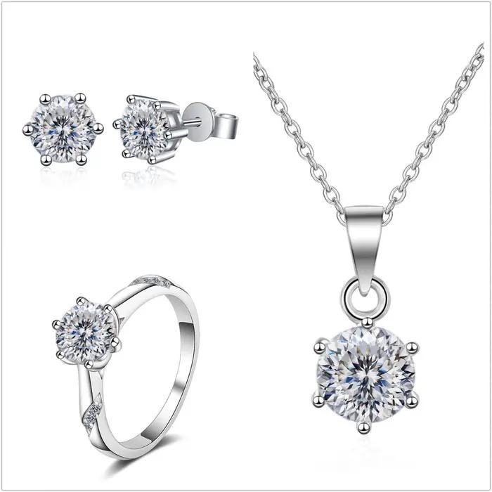 Ensemble de bijoux en Moissanite véritable pour femmes