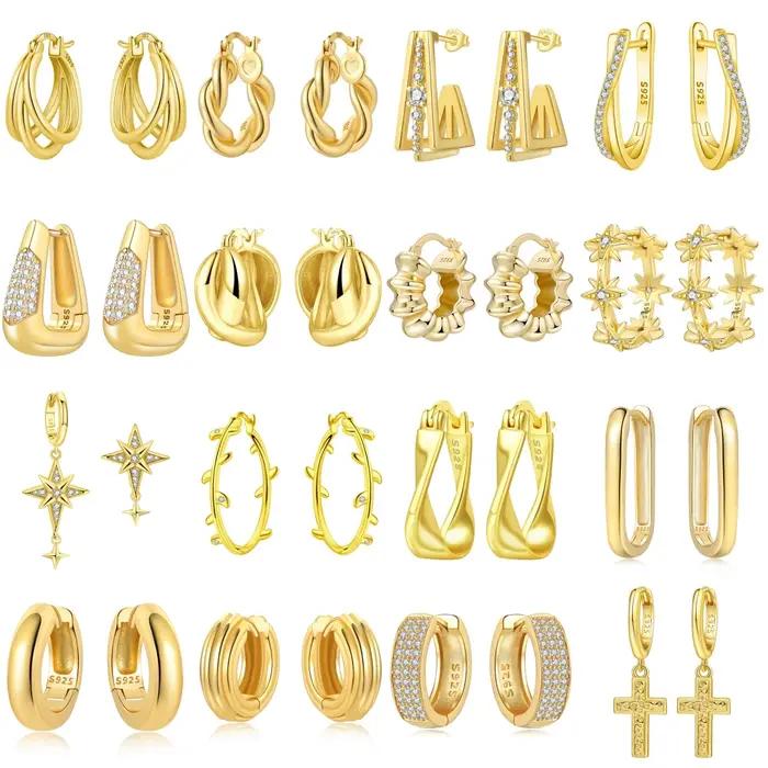 Boucles d'oreilles créoles Orstarry en argent sterling 925 avec scintillement de zircon pour femmes occasions spéciales multicolores elegant et moderne