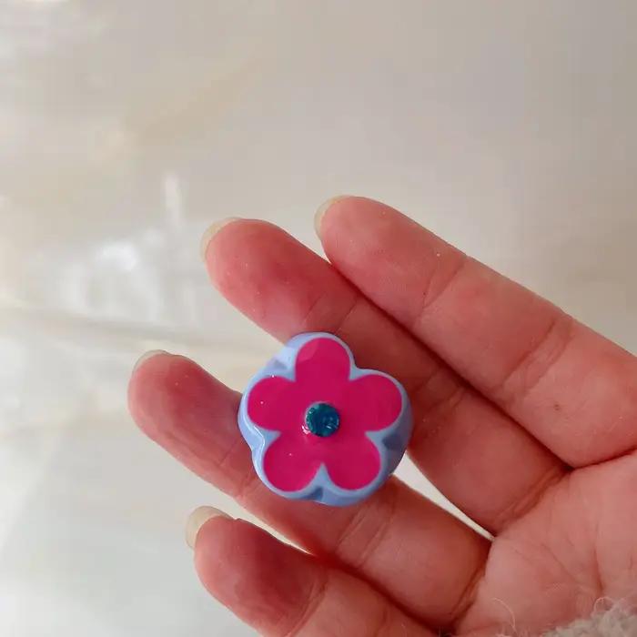 Bagues à fleurs en émail à paillettes colorées