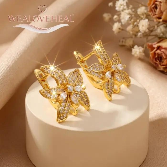 Crochets de boucles d'oreilles à levier en forme de fleur en laiton plaqué or 18 carats pour création de bijoux artisanaux DIY
