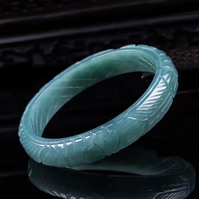 Bracelet en jadéite naturelle de qualité A, motif dragon et phénix sculpté, texture glace, bijou 3D unique, cadeau haut de gamme pour femme