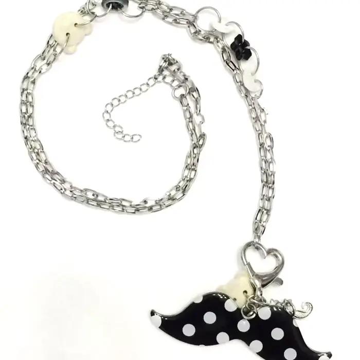 Collier avec pendentif barbe à pois rose pour femmes, mode coréenne, Kawaii Harajuku, collier à breloques japonais, accessoires bijoux Y2K