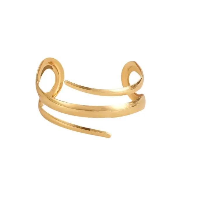 Ensemble de bijoux pour femmes bracelet de manchette géométrique et bagues en alliage de métaux