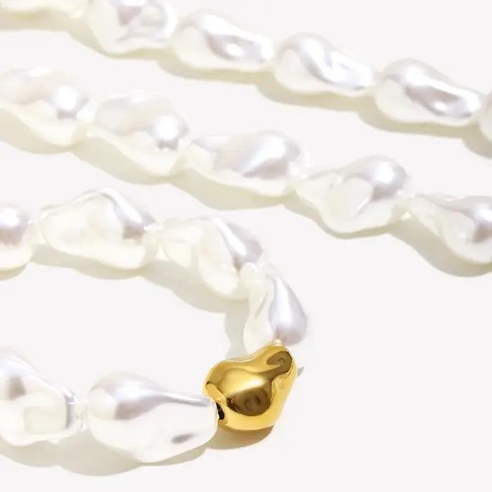Ensemble de bijoux baroque élégants en acier inoxydable plaqué or 18 carats perles irrégulières pour femmes occasions sociales