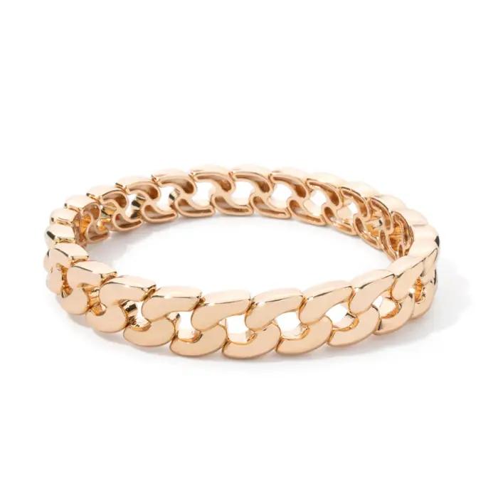 Bracelet de chaîne à maillons de couleur or pour femmes
