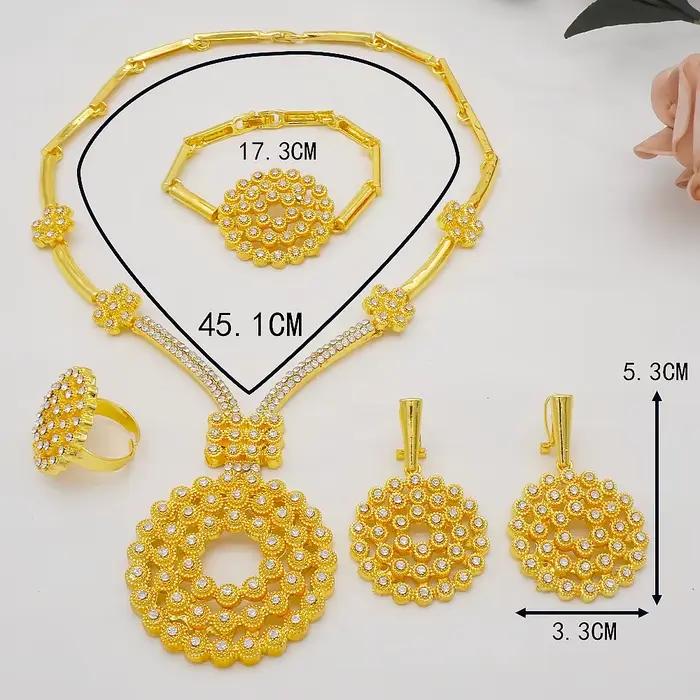 Ensemble de bijoux en alliage de cuivre finition or pour femmes occassions spéciales soirée élégante mariage festive