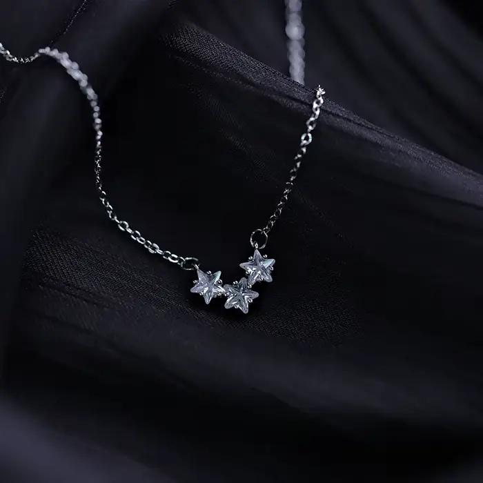 Collier étoile en argent Sterling 925 pour femmes, chaîne de collier à la mode, pendentif Simple étoile à cinq branches en Zircon pour cadeau d'anniversaire, bijoux