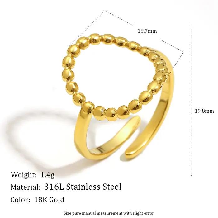 Bague circulaire en perles creuses femme minimaliste plaqué or 18 carats pour anniversaire et occasions spéciales