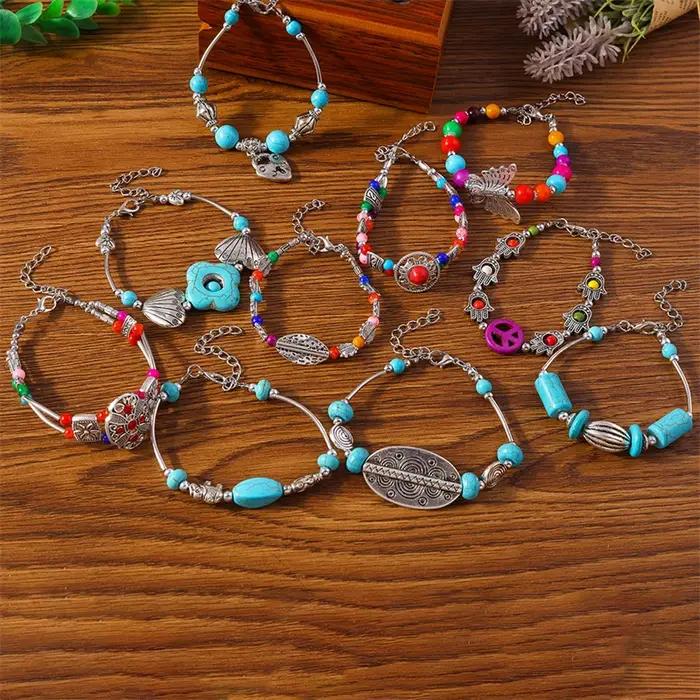 Bracelets Bohèmes Turquoise Perles Colorées Élégants Pour Femmes Occasions Spéciales Vacances Fêtes Cadeaux