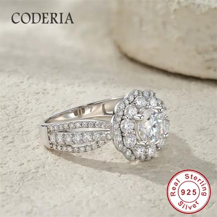 Bague de fiançailles en moissanite pleine pierre 1 carat couleur D VVS1 pour femme, en argent sterling 925, bijou cadeau pour elle, occasions spéciales, mariage, engagement, anniversaire